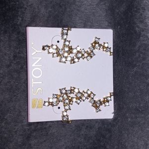 Faux Gold Rhinestone Crawler Studded Earrings 31